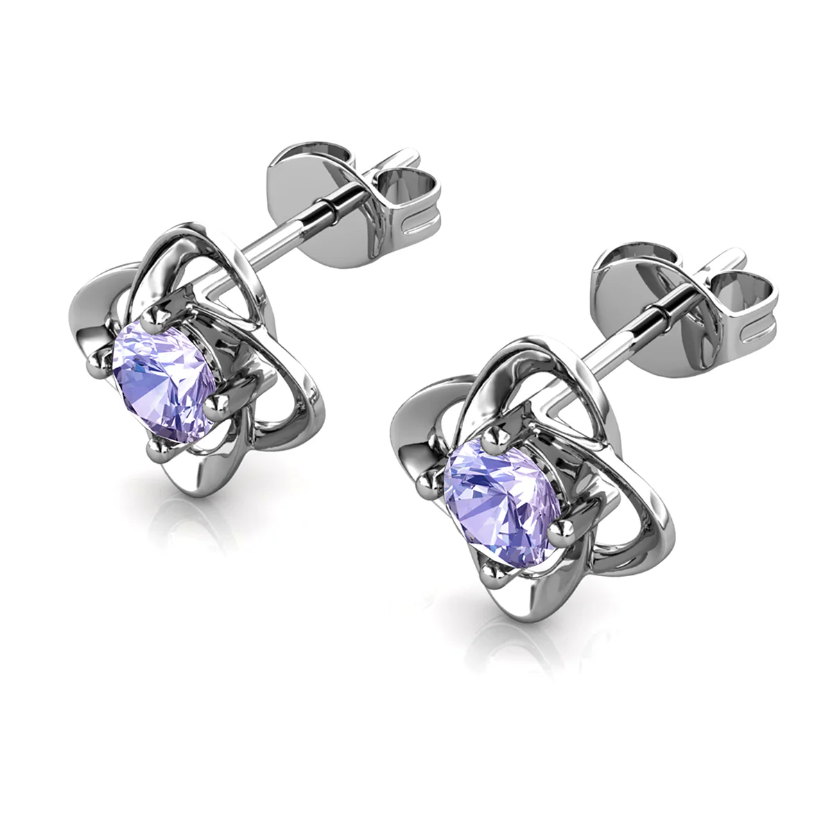 Infinity June Birthstone Alexandrite Earrings 18k White Gold Plated Silver Birthstone Earrings with Swarovski Crystal - Image 4