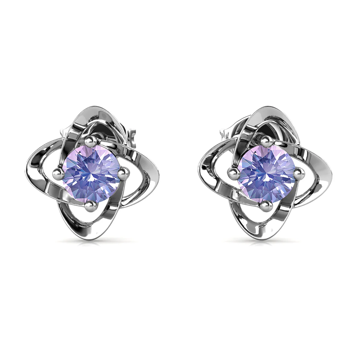 Infinity June Birthstone Alexandrite Earrings 18k White Gold Plated Silver Birthstone Earrings with Swarovski Crystal - Image 5