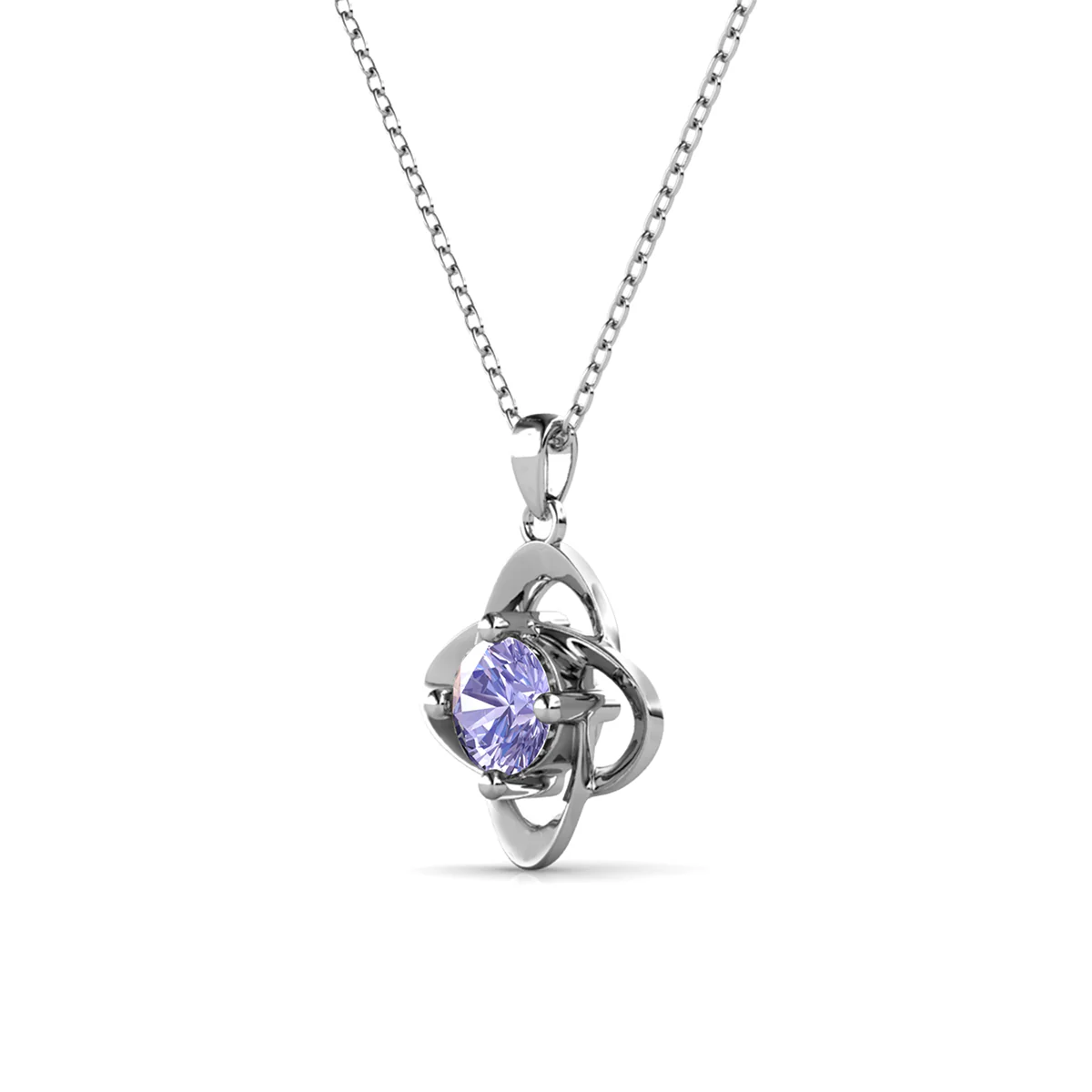 Infinity 18k White Gold Plated Birthstone Flower Necklace with Swarovski Crystal - Image 22