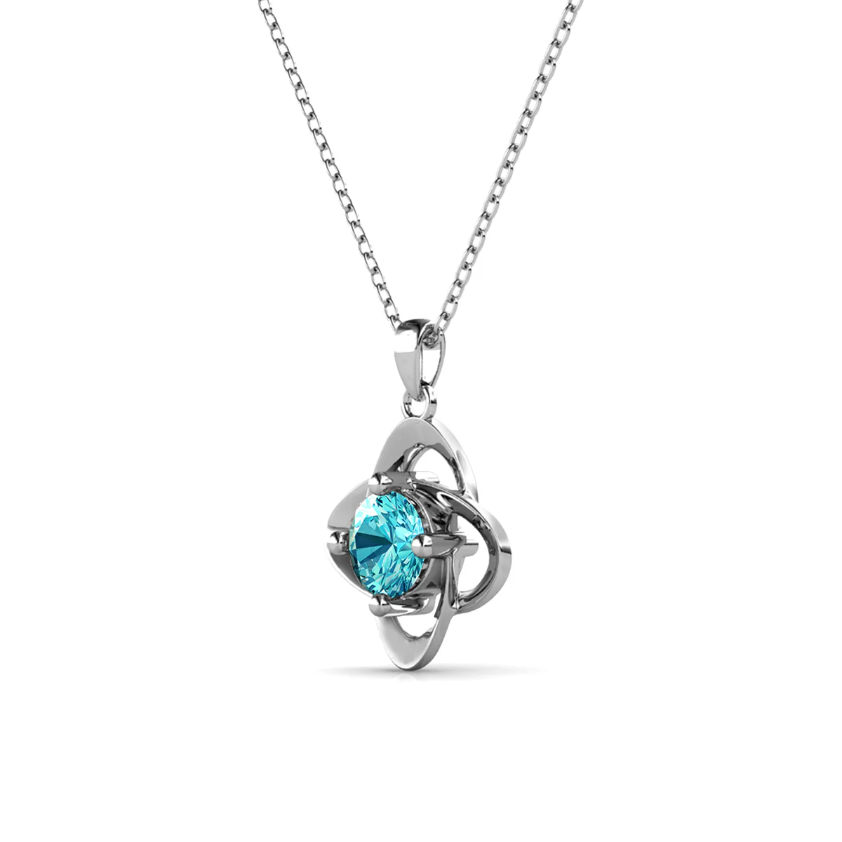 Infinity March Birthstone Aquamarine Necklace 18k White Gold Plated Silver Birthstone Necklace with Swarovski Crystal - Image 4