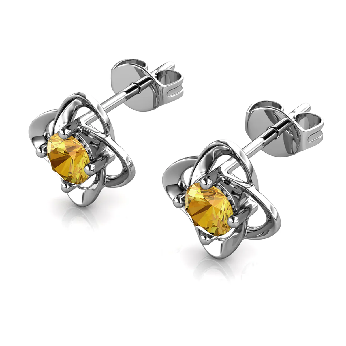 Infinity November Birthstone Citrine Earrings 18k White Gold Plated Silver Birthstone Earrings with Swarovski Crystals - Image 5