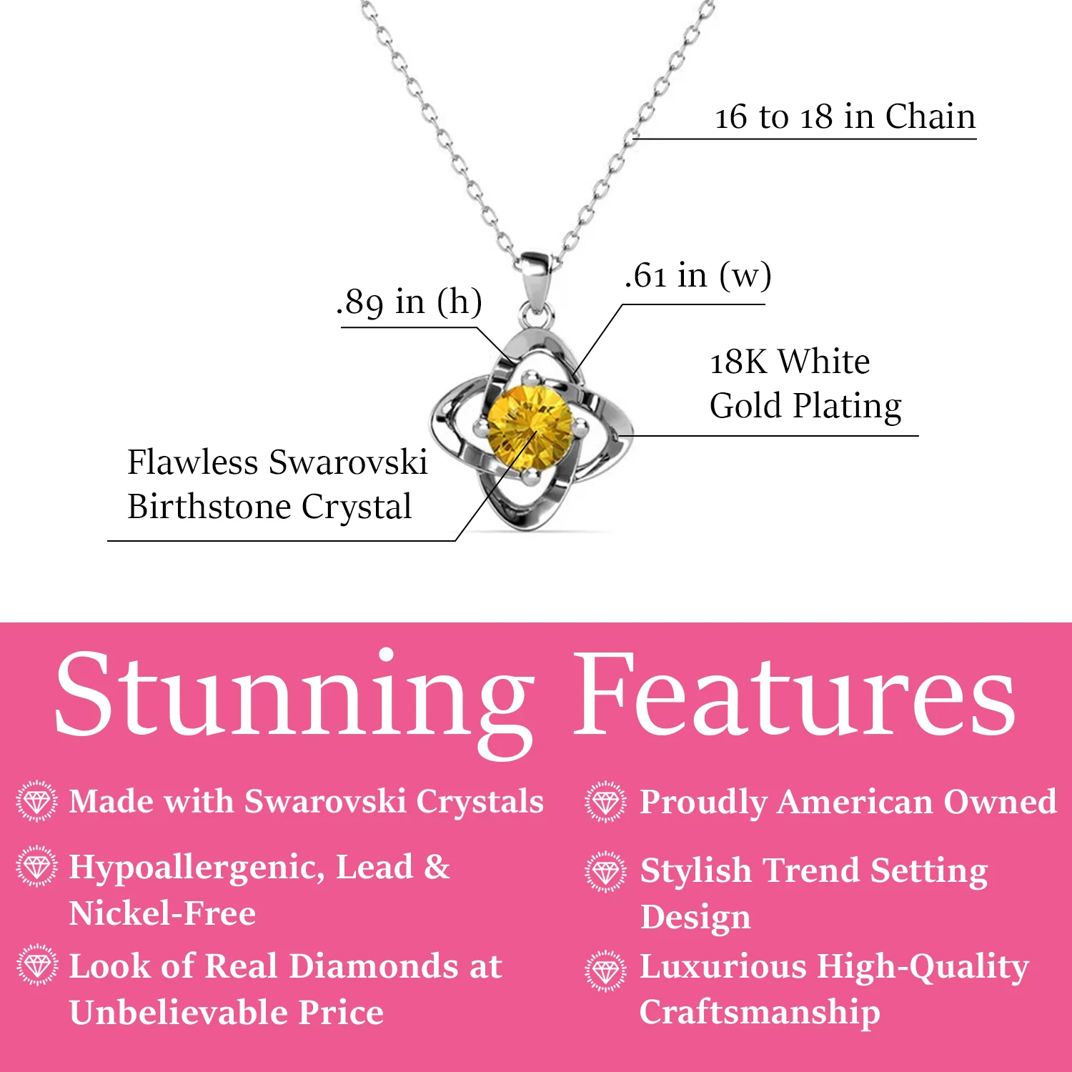 Infinity 18k White Gold Plated Birthstone Flower Necklace with Swarovski Crystal - Image 36