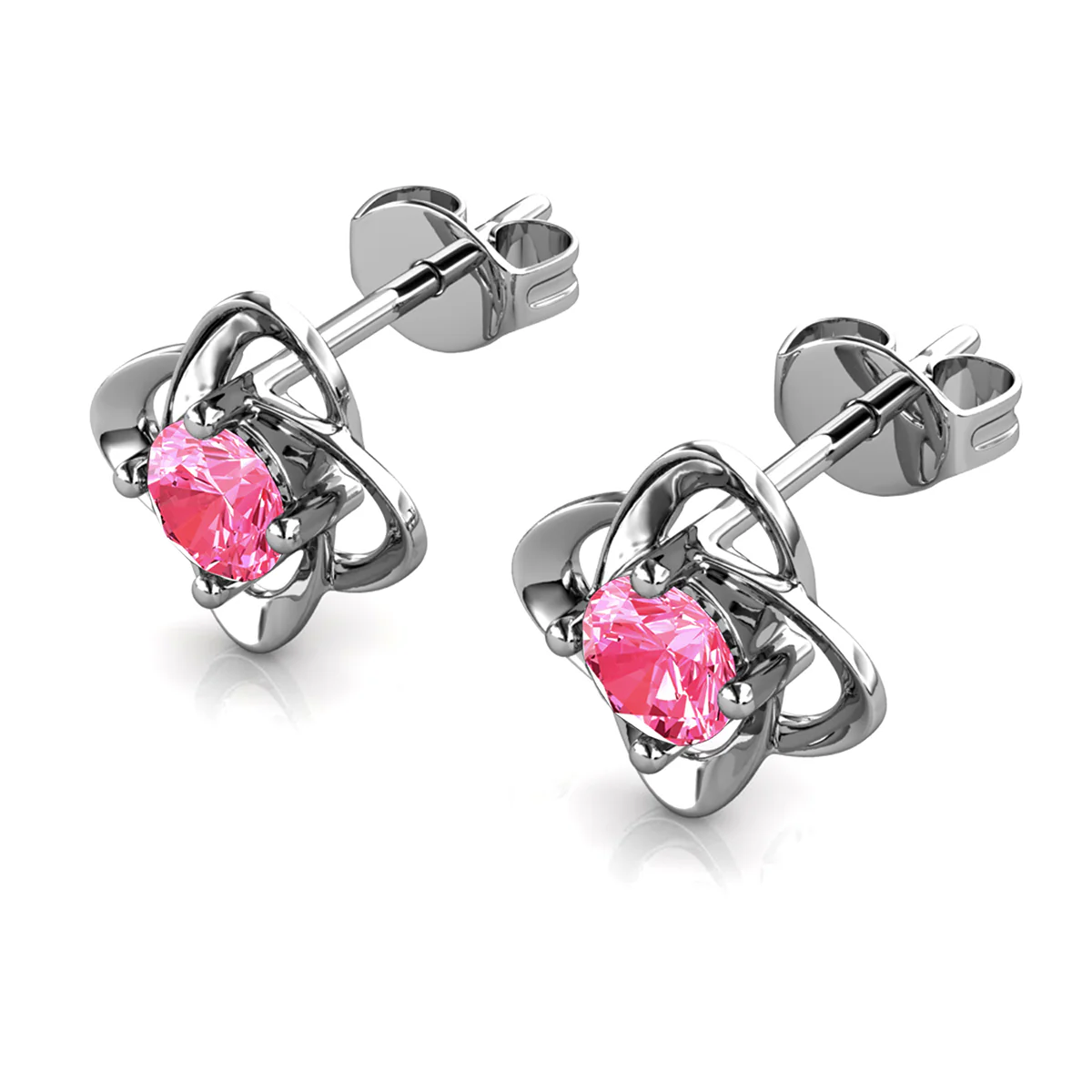 Infinity 18k White Gold Plated Birthstone Flower Earrings with Swarovski Crystals - Image 44