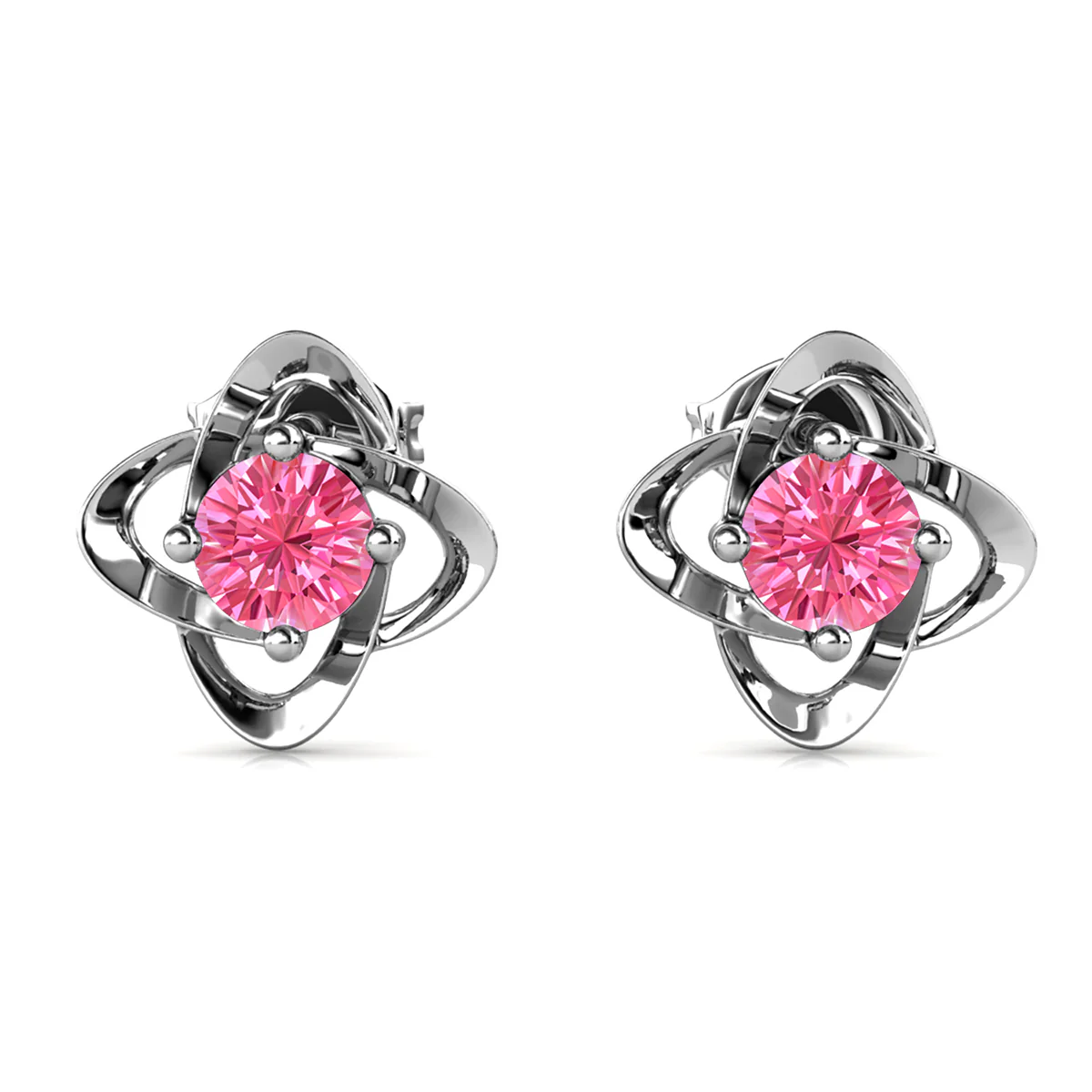 Infinity 18k White Gold Plated Birthstone Flower Earrings with Swarovski Crystals - Image 43