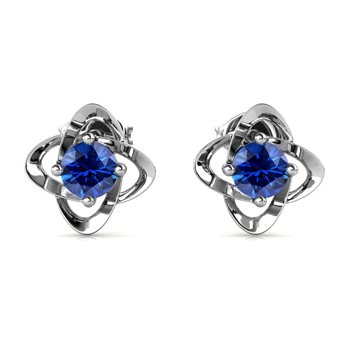 Infinity 18k White Gold Plated Birthstone Flower Earrings with Swarovski Crystals - Image 39