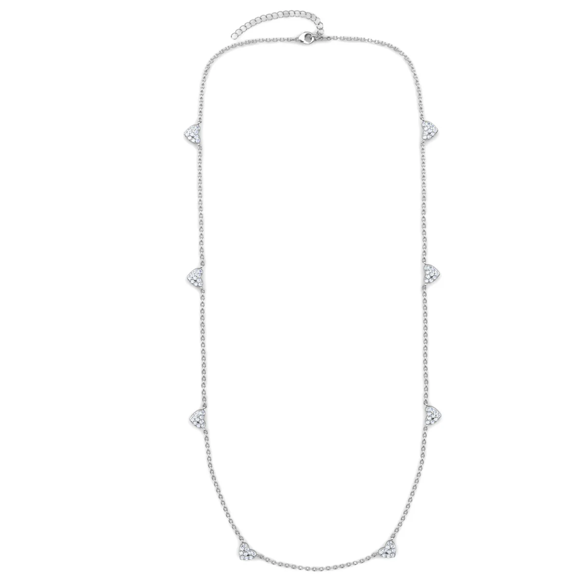 Irene 18k White Gold Plated Heart Station Necklace with Swarovski Crystals - Image 10