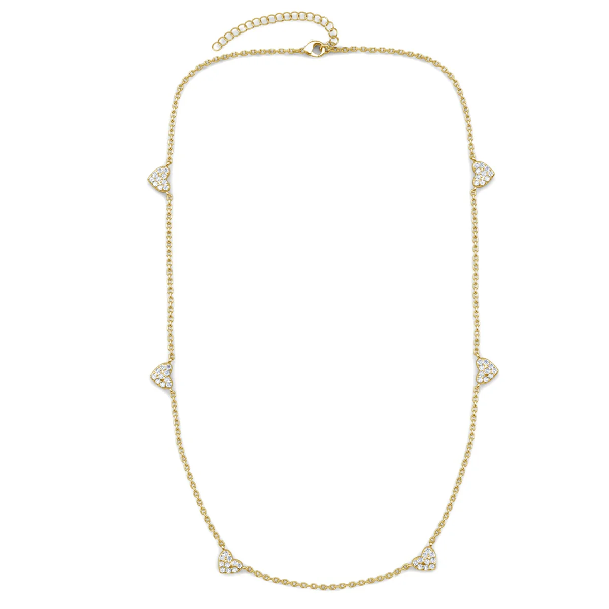 Irene 18k White Gold Plated Heart Station Necklace with Swarovski Crystals - Image 12