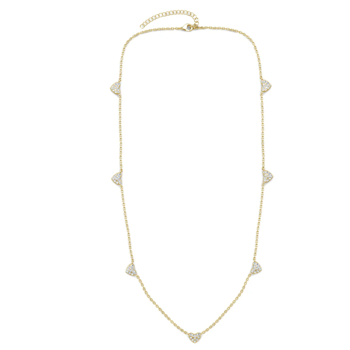 Irene 18k White Gold Plated Heart Station Necklace with Swarovski Crystals - Image 14