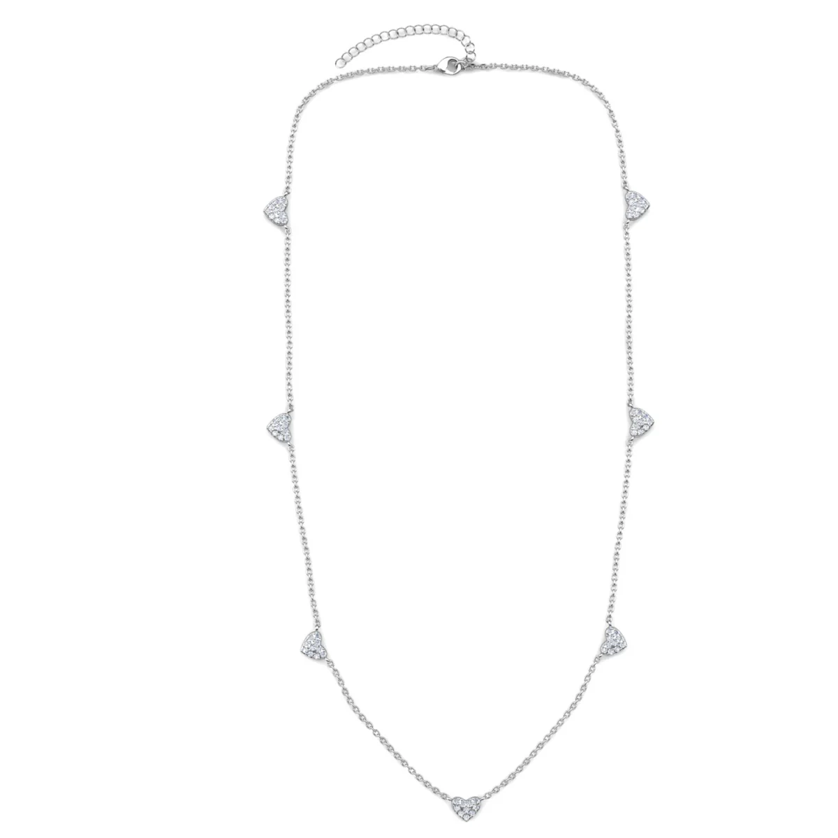 Irene 18k White Gold Plated Heart Station Necklace with Swarovski Crystals - Image 8