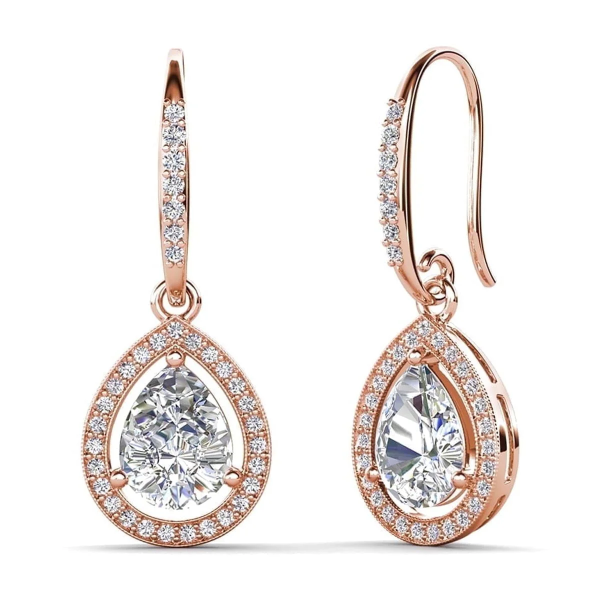 Isabel 18k White Gold Plated Drop Earrings and Necklace Jewelry Set with Simulated Diamond Crystals - Image 15