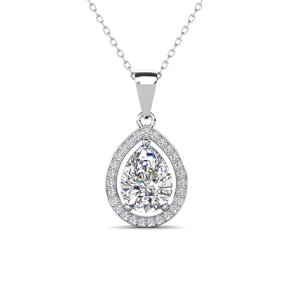 Isabel 18k White Gold Plated Drop Earrings and Necklace Jewelry Set with Simulated Diamond Crystals - Image 8