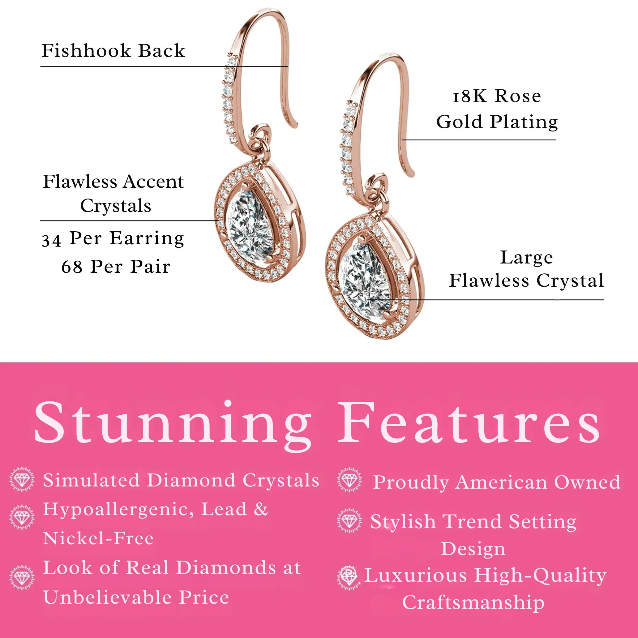 Isabel 18k White Gold Plated Halo Teardrop Earrings with Simulated Diamond Crystals - Image 13
