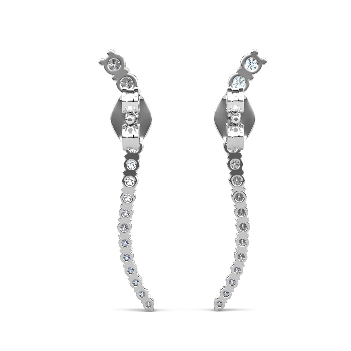 Isabella 18k White Gold Plated Sterling Silver Ear Climber Earrings with Simulated Diamond Crystals - Image 10