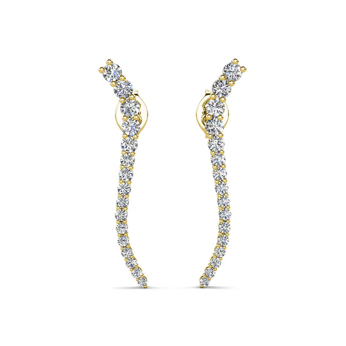 Isabella 18k White Gold Plated Sterling Silver Ear Climber Earrings with Simulated Diamond Crystals - Image 11