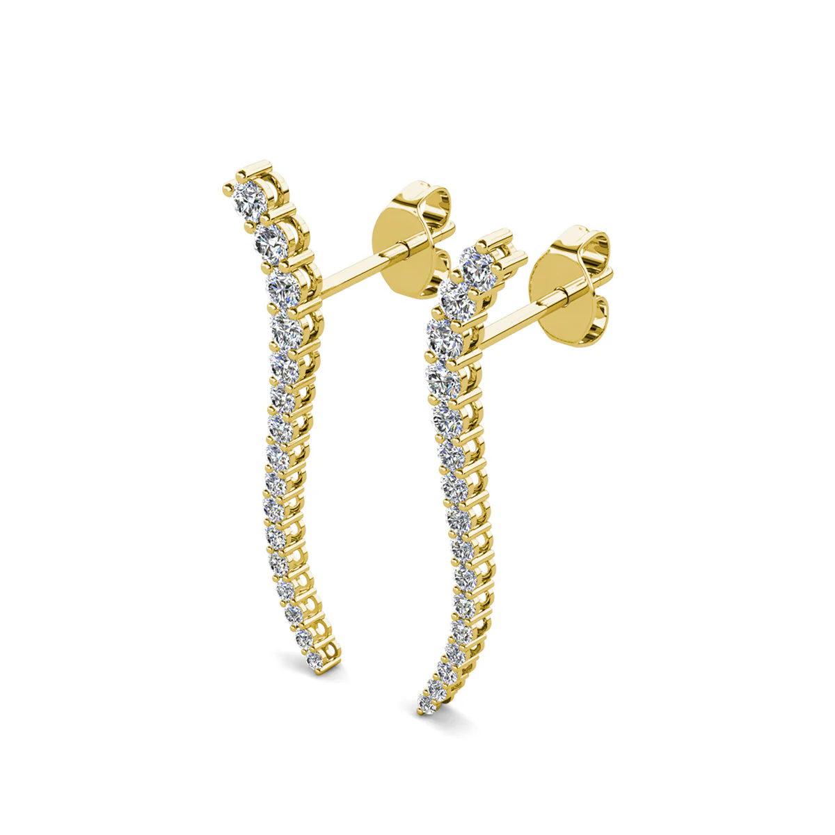 Isabella 18k White Gold Plated Sterling Silver Ear Climber Earrings with Simulated Diamond Crystals - Image 14