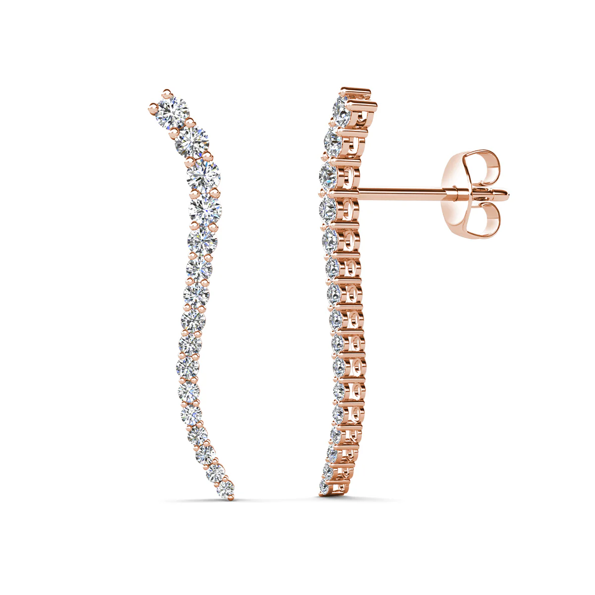 Isabella 18k White Gold Plated Sterling Silver Ear Climber Earrings with Simulated Diamond Crystals - Image 18
