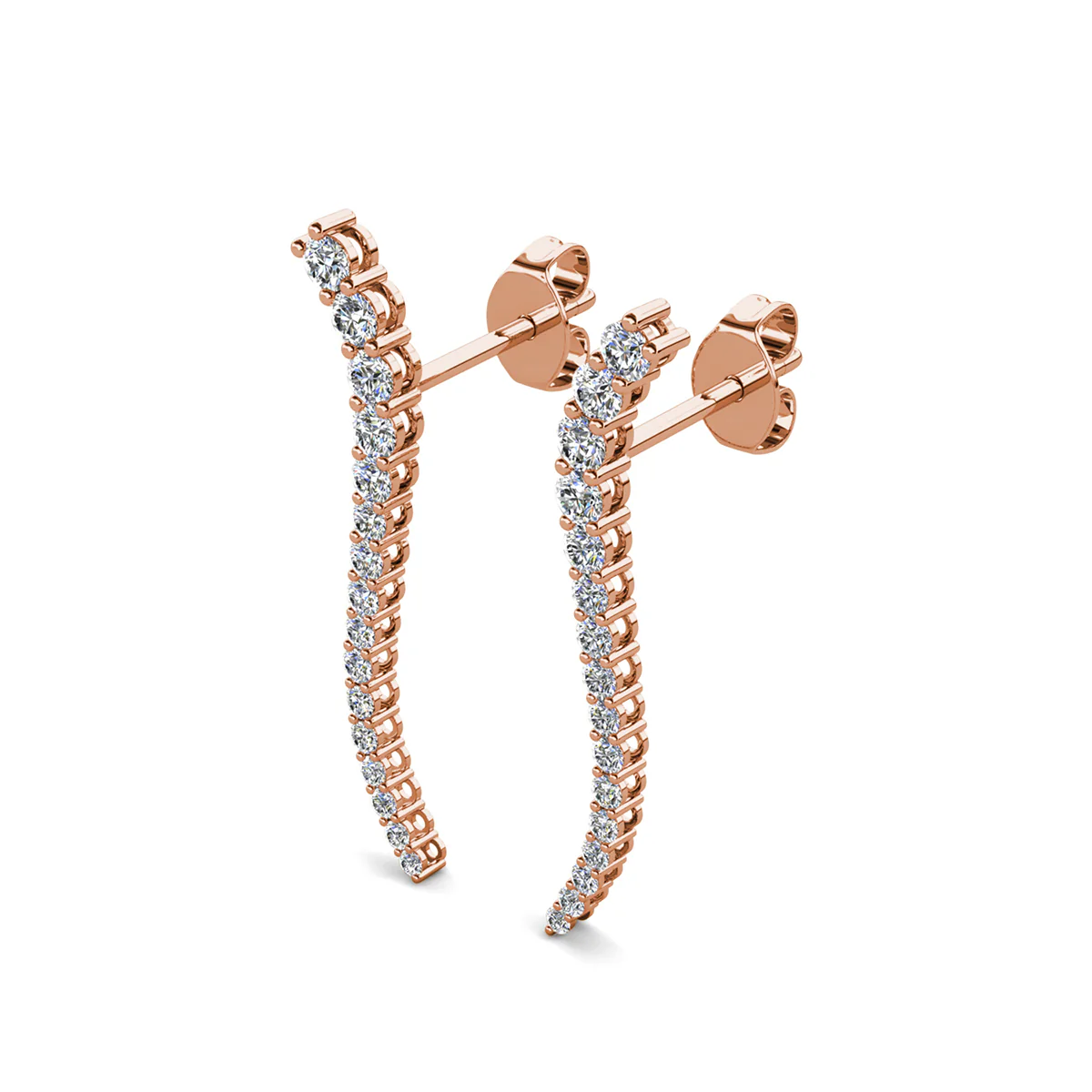 Isabella 18k White Gold Plated Sterling Silver Ear Climber Earrings with Simulated Diamond Crystals - Image 19