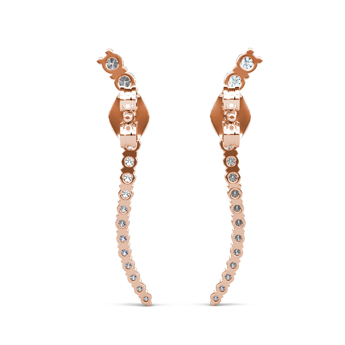 Isabella 18k White Gold Plated Sterling Silver Ear Climber Earrings with Simulated Diamond Crystals - Image 20