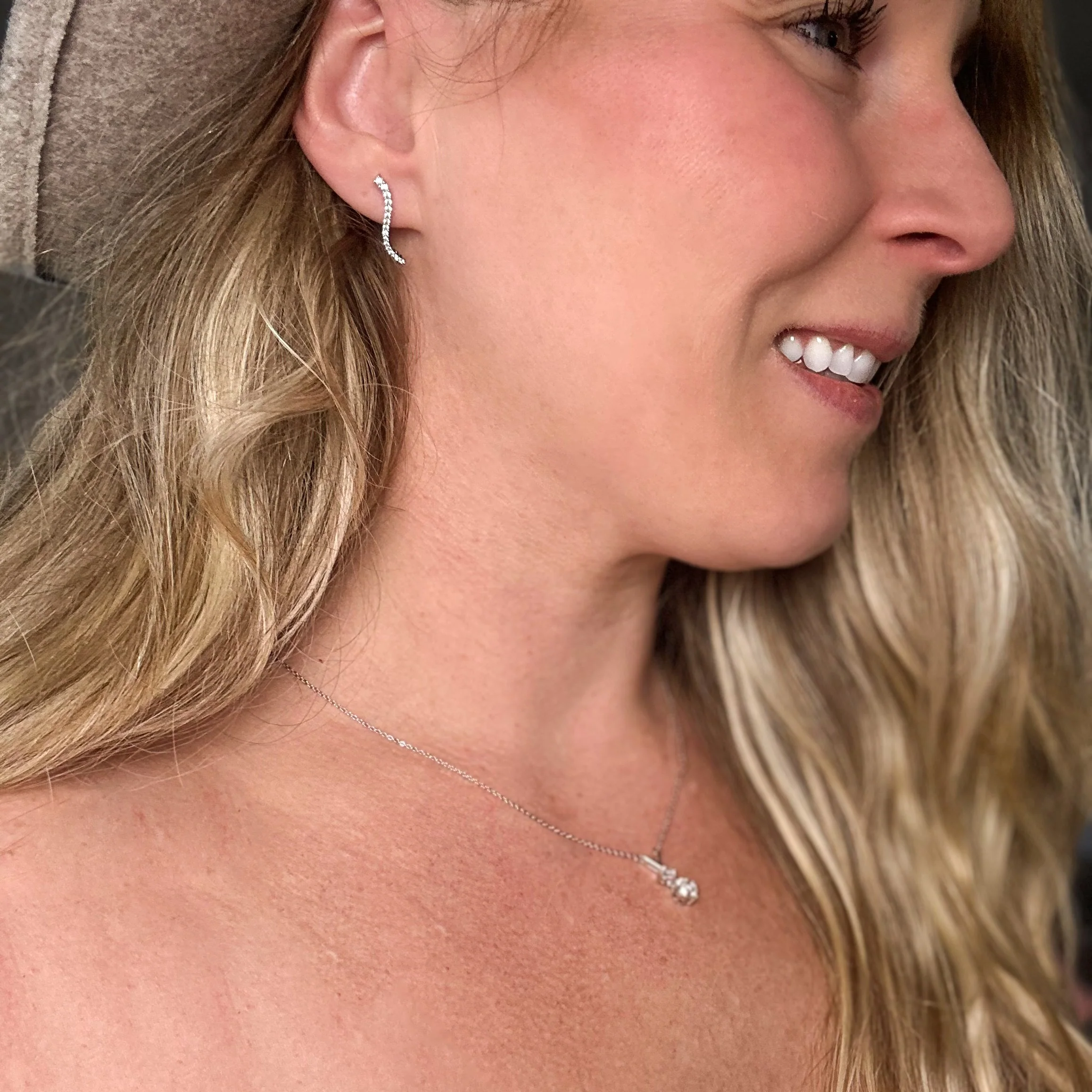 Isabella 18k White Gold Plated Sterling Silver Ear Climber Earrings with Simulated Diamond Crystals - Image 6