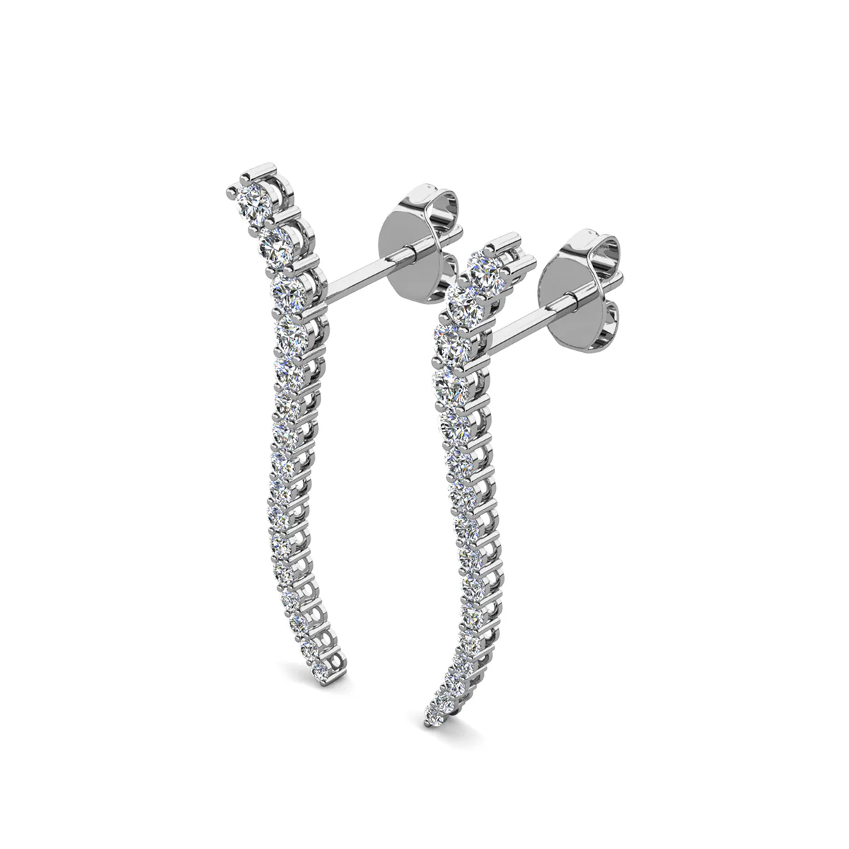 Isabella 18k White Gold Plated Sterling Silver Ear Climber Earrings with Simulated Diamond Crystals - Image 8