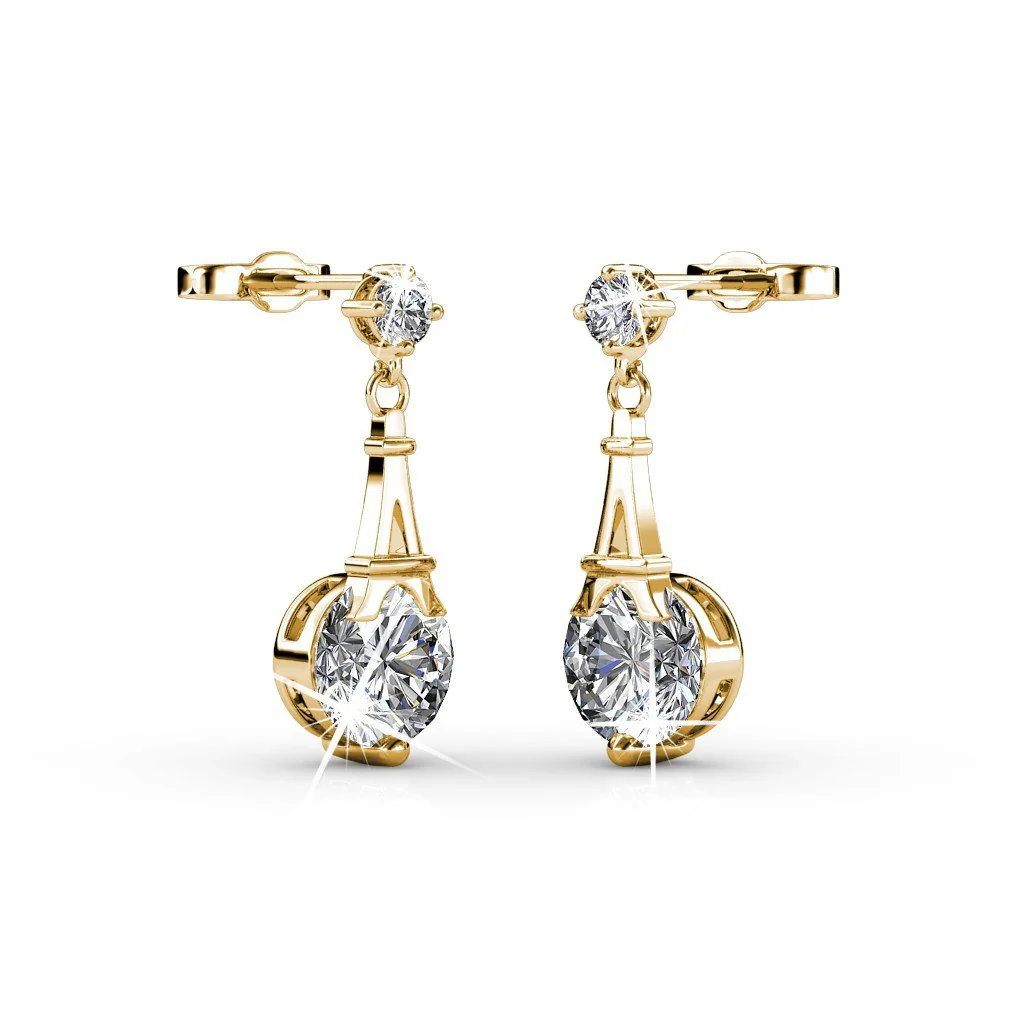 Isla 18k White Gold Plated Dangle Earrings with Round Swarovski Crystals - Image 11
