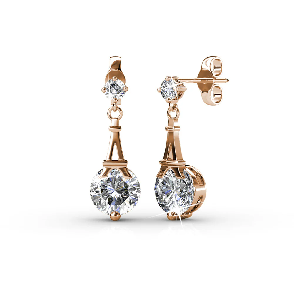 Isla 18k White Gold Plated Dangle Earrings with Round Swarovski Crystals - Image 13