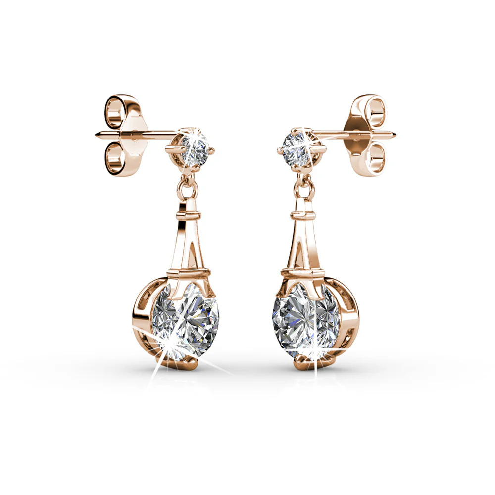 Isla 18k White Gold Plated Dangle Earrings with Round Swarovski Crystals - Image 15