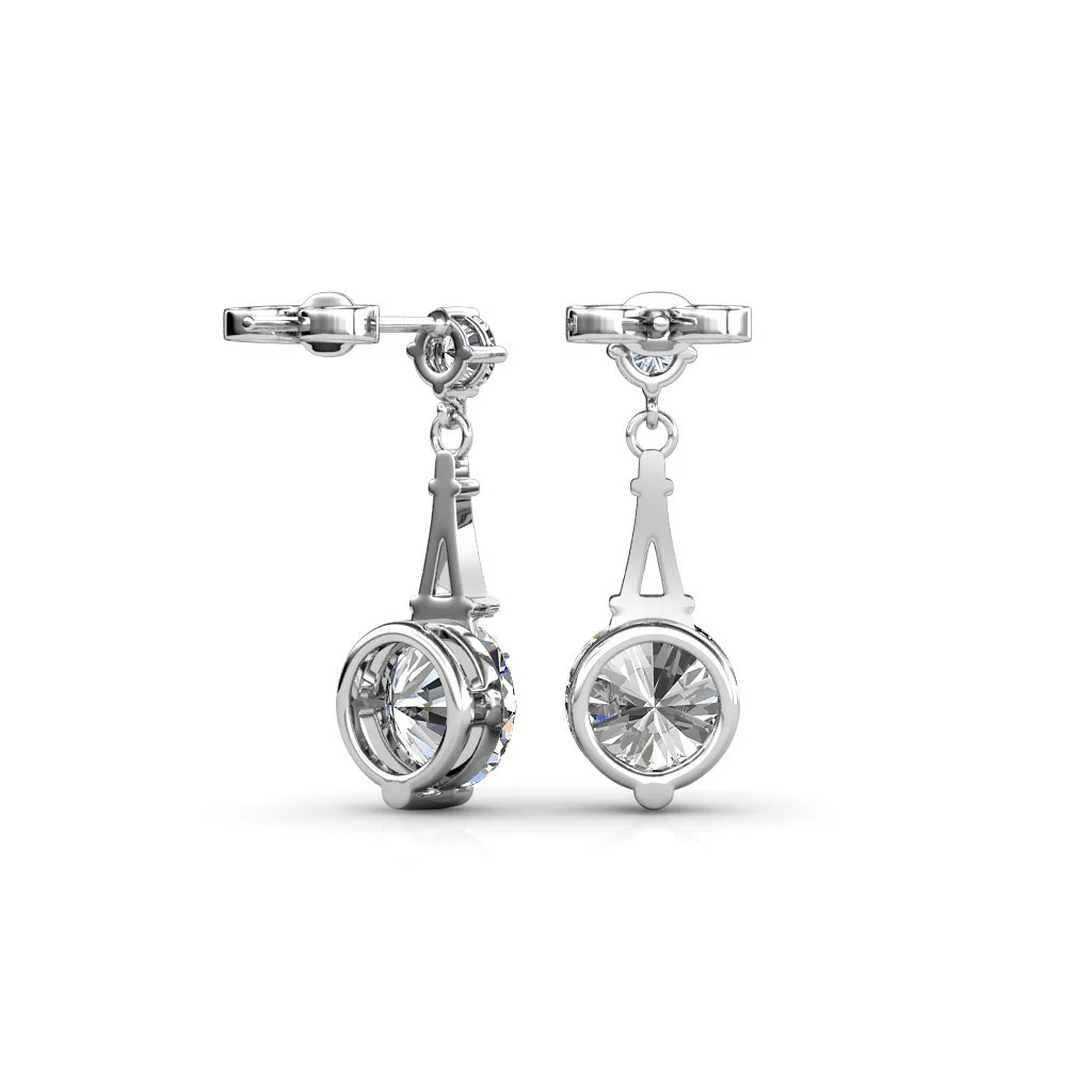Isla 18k White Gold Plated Dangle Earrings with Round Swarovski Crystals - Image 8