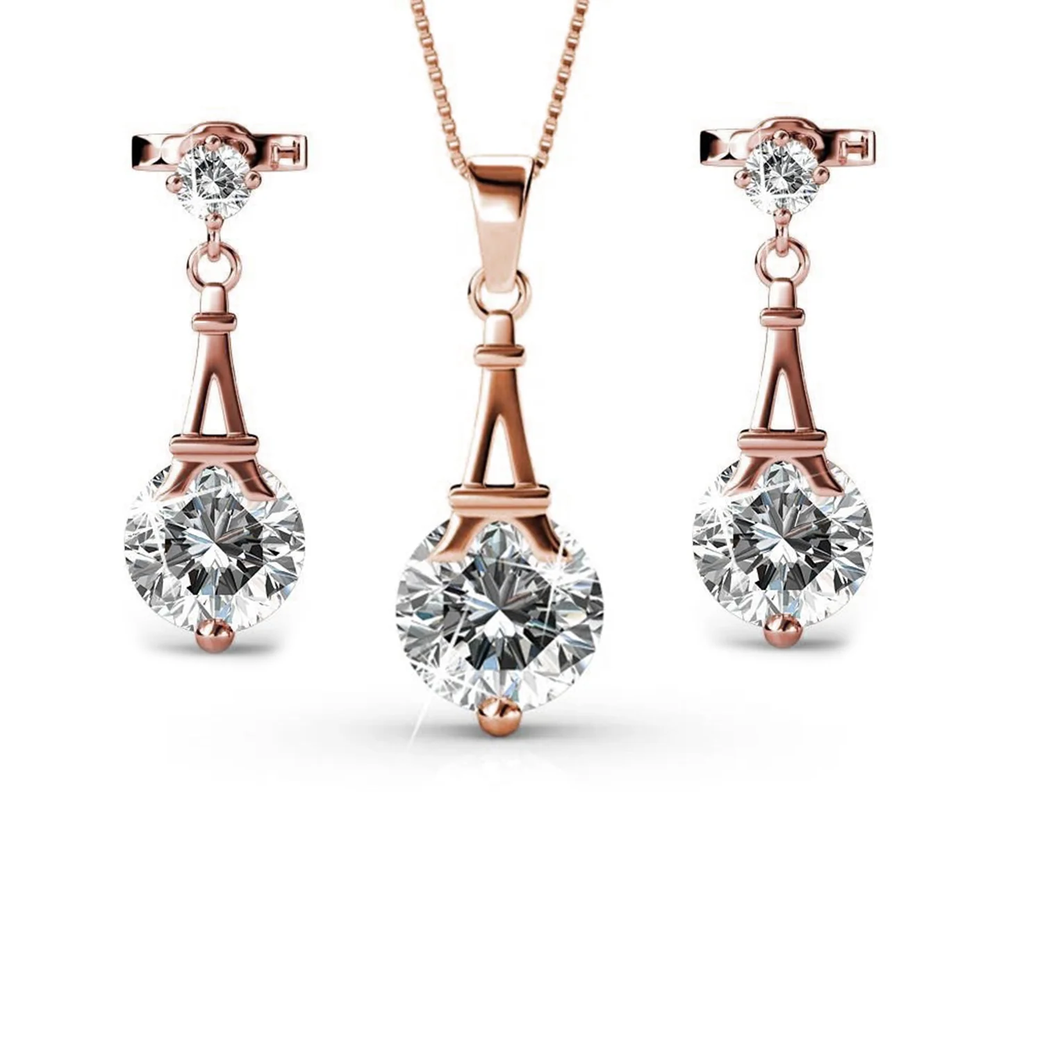 Isla 18k White Gold Plated Necklace and Earrings Jewelry Set with Swarovski Crystals - Image 13