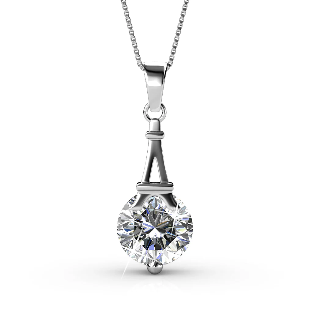 Isla 18k White Gold Plated Necklace and Earrings Jewelry Set with Swarovski Crystals - Image 8