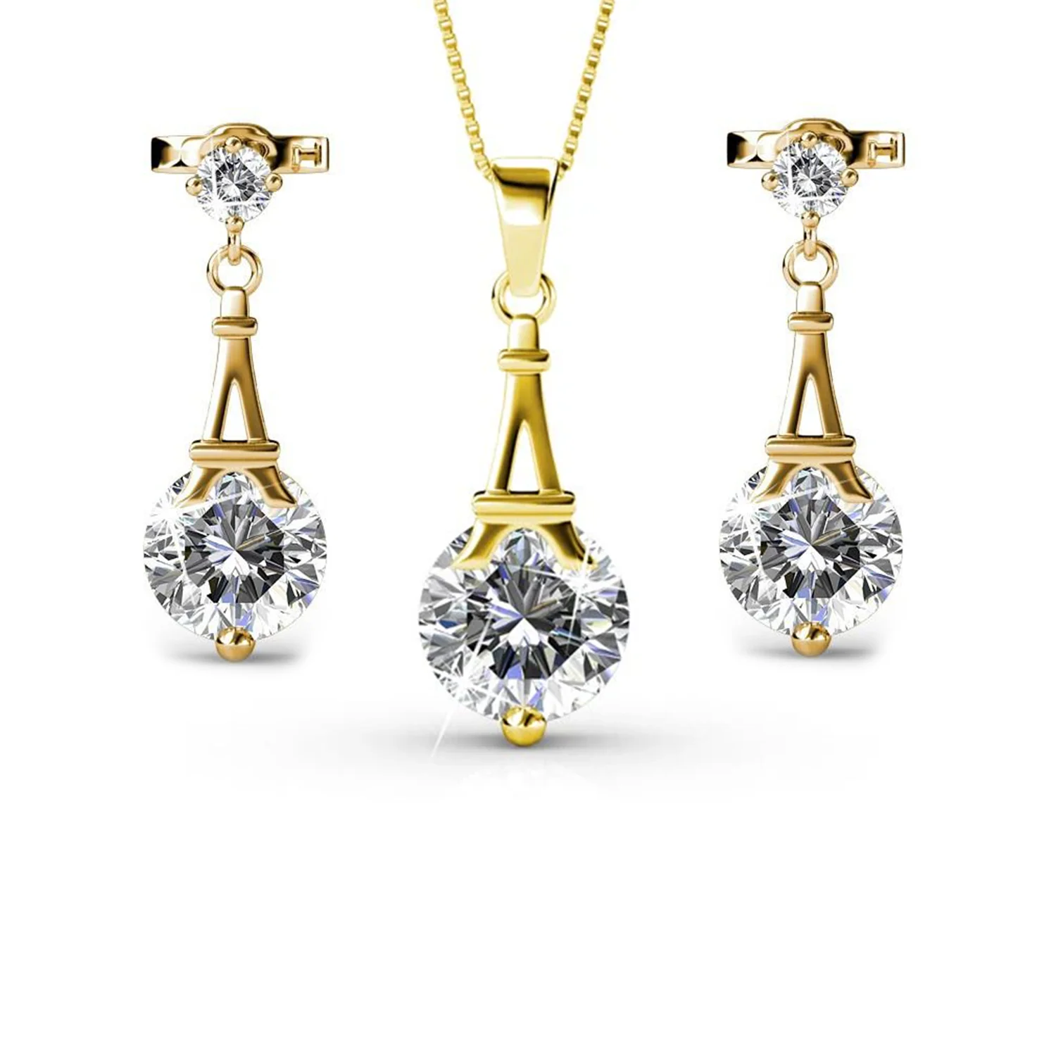 Isla 18k White Gold Plated Necklace and Earrings Jewelry Set with Swarovski Crystals - Image 9