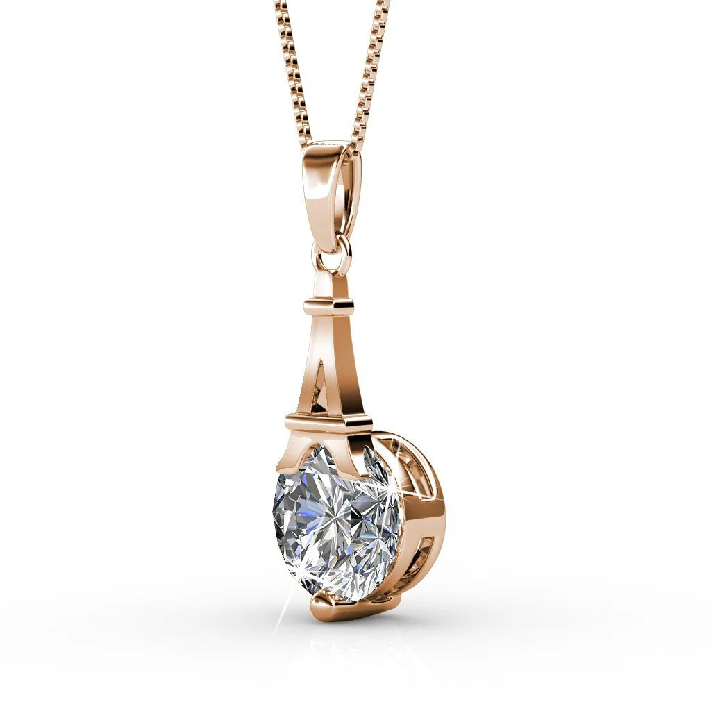 Isla 18k White Gold Plated Pendant Necklace with Round Swarovski Crystal - Image 13