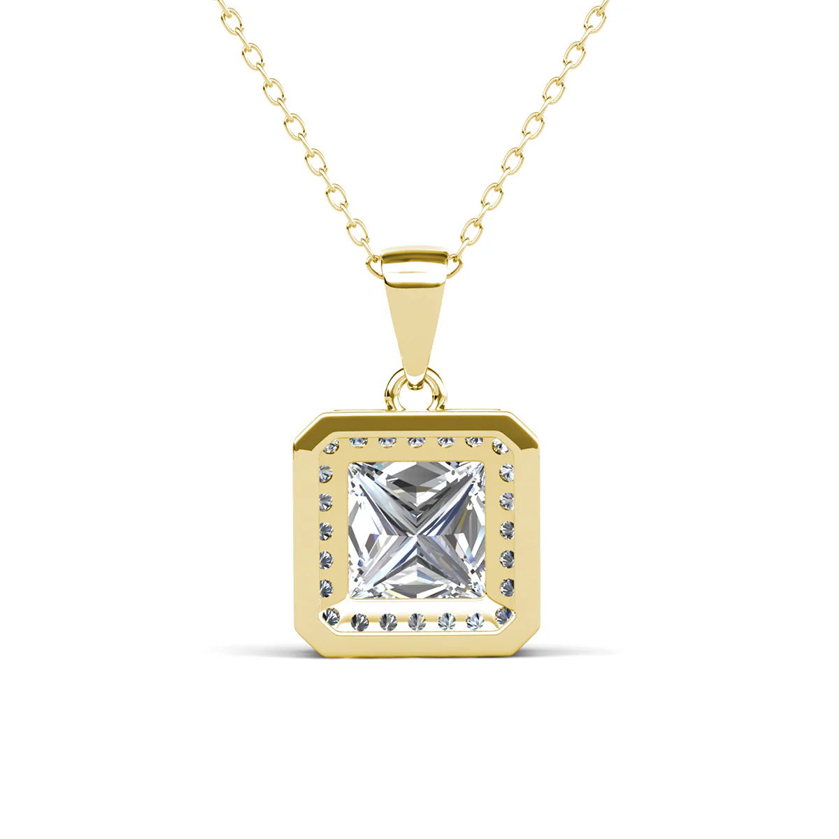 Ivy 18k White Gold Plated Halo Pendant Necklace with Simulated Diamond Crystals - Image 13
