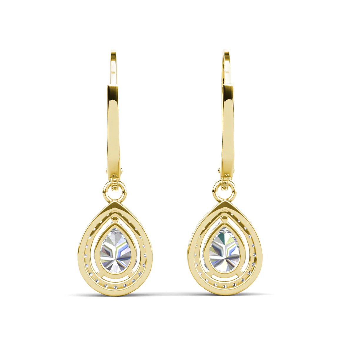 Izzy 18k White Gold Plated Halo Tear drop Dangle Earrings with Simulated Diamond Crystals - Image 14
