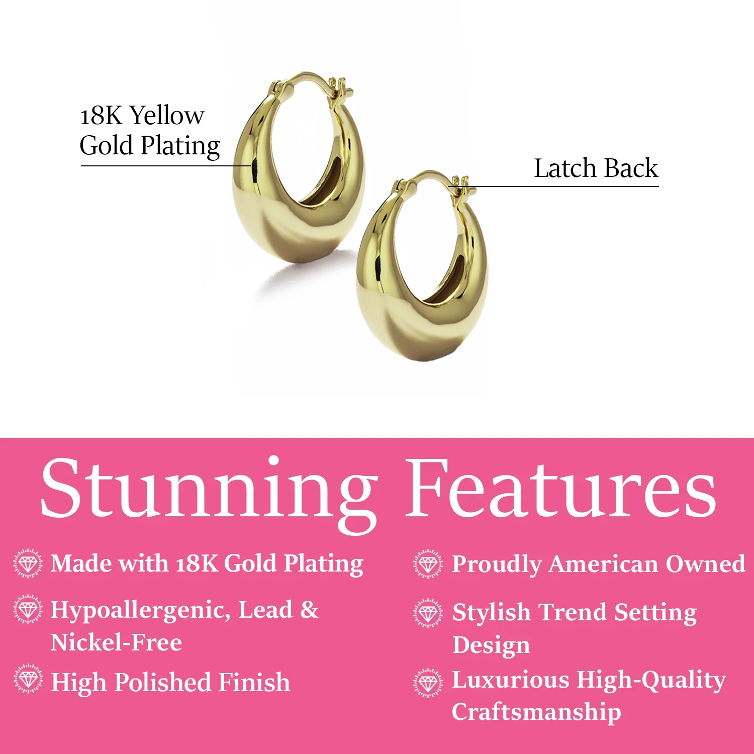 Jacqueline 18k White Gold Plated 21mm Chunky Hoop Earrings - Image 11