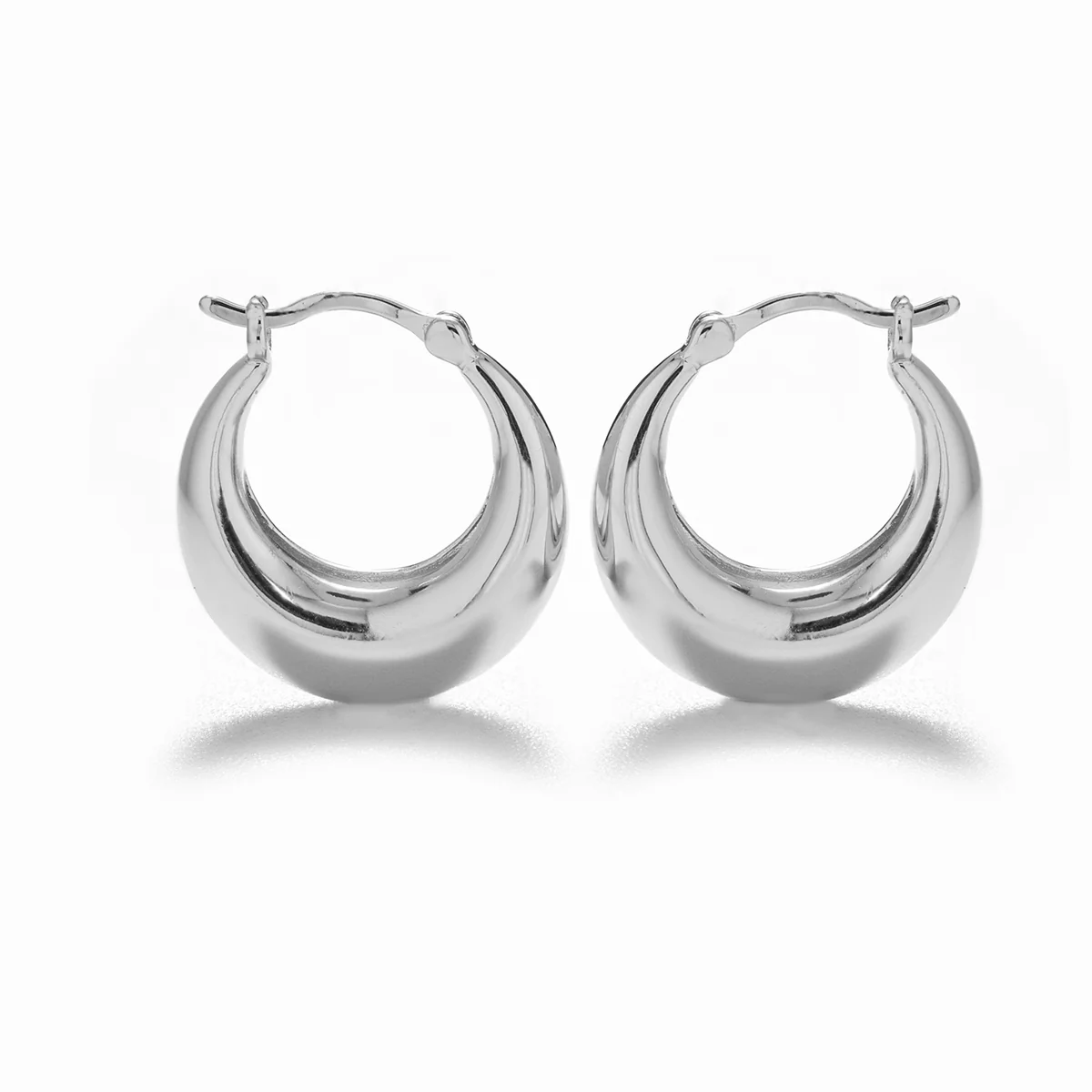 Jacqueline 18k White Gold Plated 21mm Chunky Hoop Earrings - Image 7