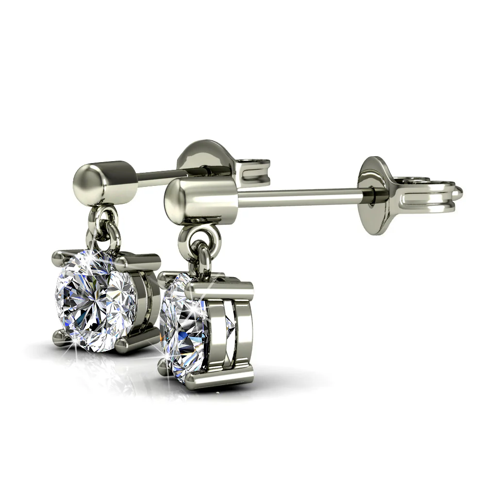 Jamie 18k White Gold Plated Drop Dangle Stud Earrings with Swarovski Crystals — Final Sale - Image 5