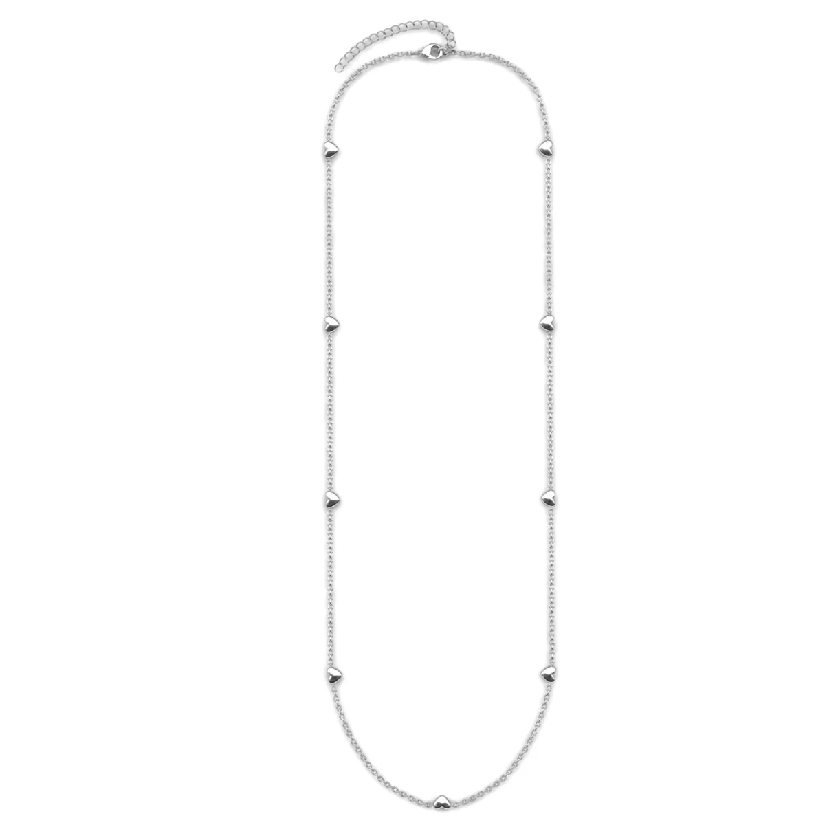 Jane 18k White Gold Plated Heart Station Necklace - Image 11