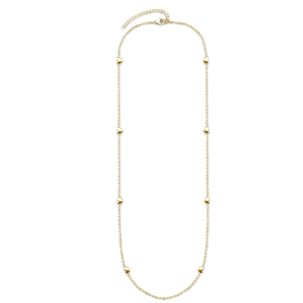 Jane 18k White Gold Plated Heart Station Necklace - Image 15