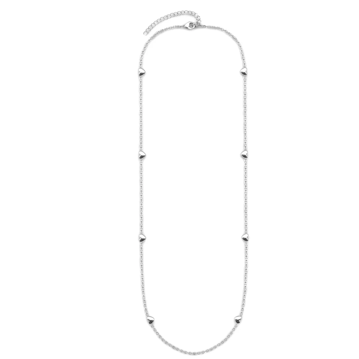 Jane 18k White Gold Plated Heart Station Necklace - Image 9