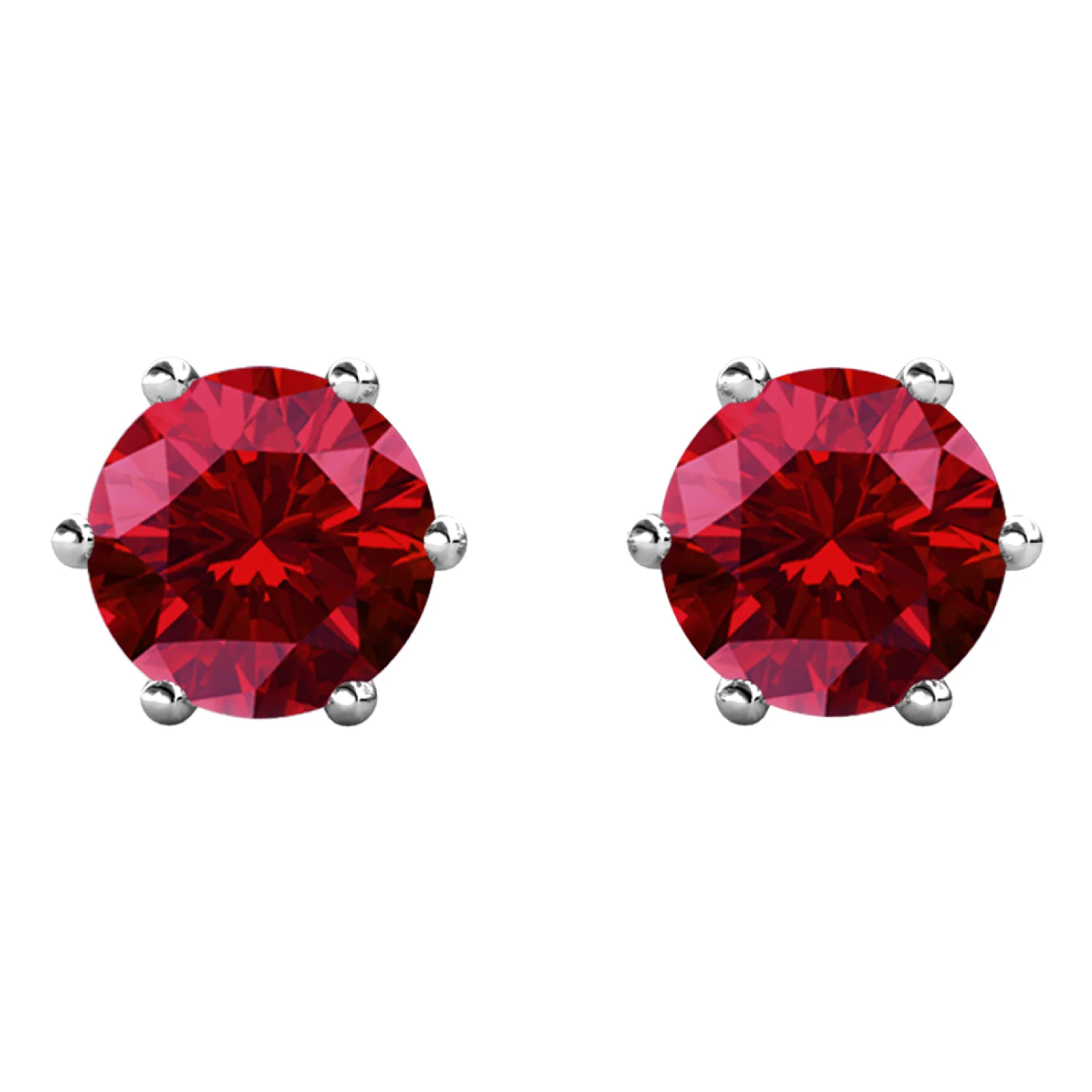 January Birthstone Garnet Earrings 18k White Gold Plated Stud Earrings with 1CT Swarovski Crystal - Image 5