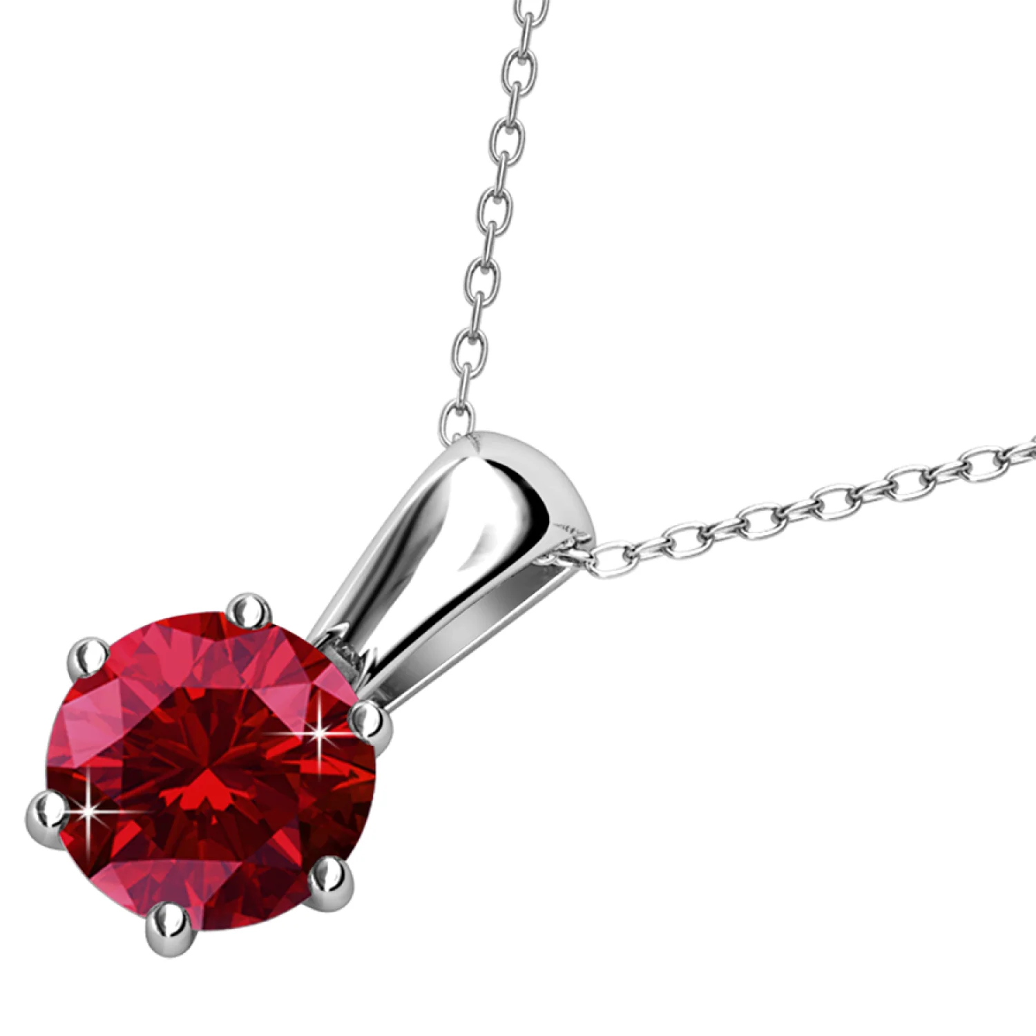 January Birthstone Garnet Necklace 18k White Gold Plated Solitaire Necklace with 1CT Swarovski Crystal - Image 4