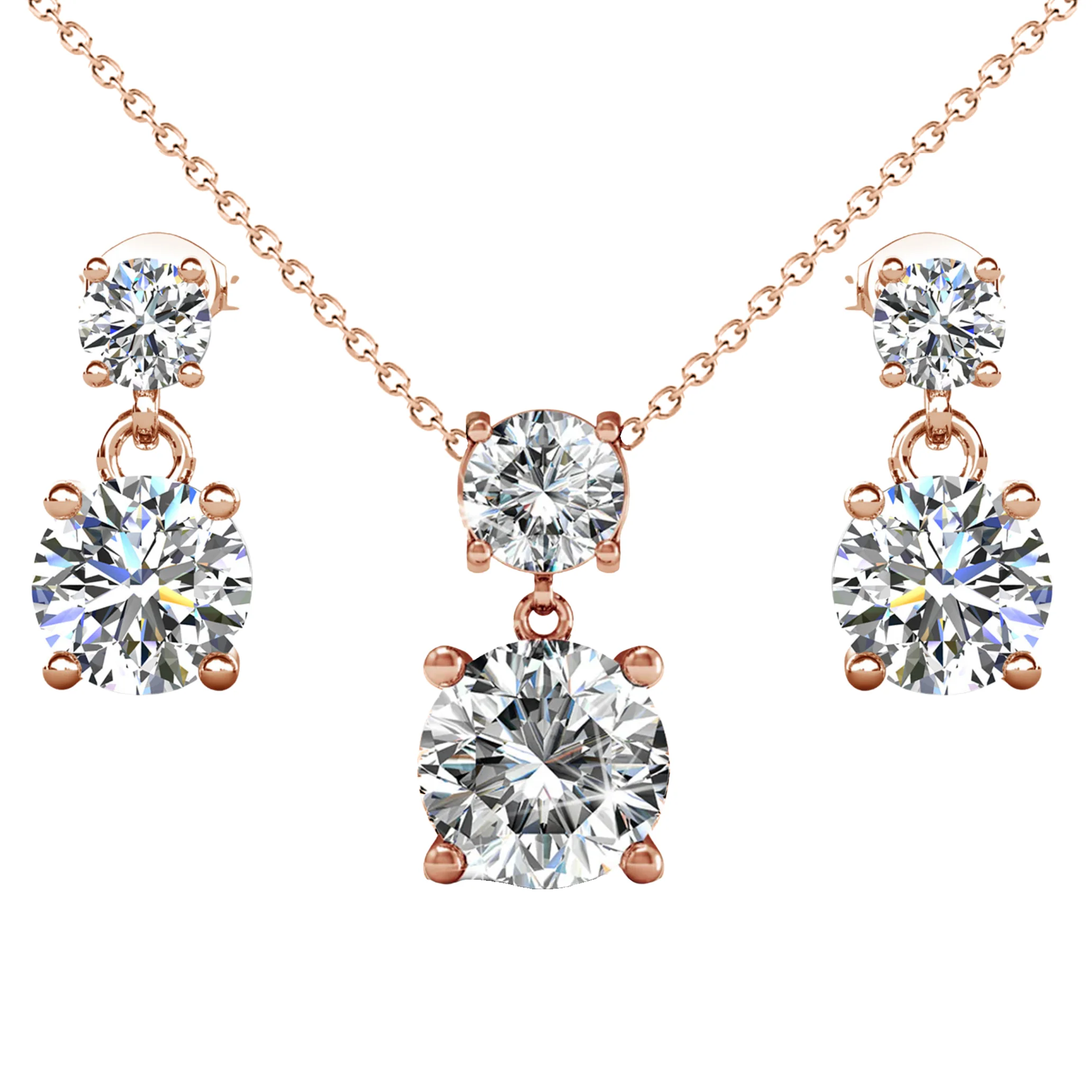 Jasmine 18k White Gold Plated Necklace and Earrings Jewelry Set with Swarovski Crystals - Image 12