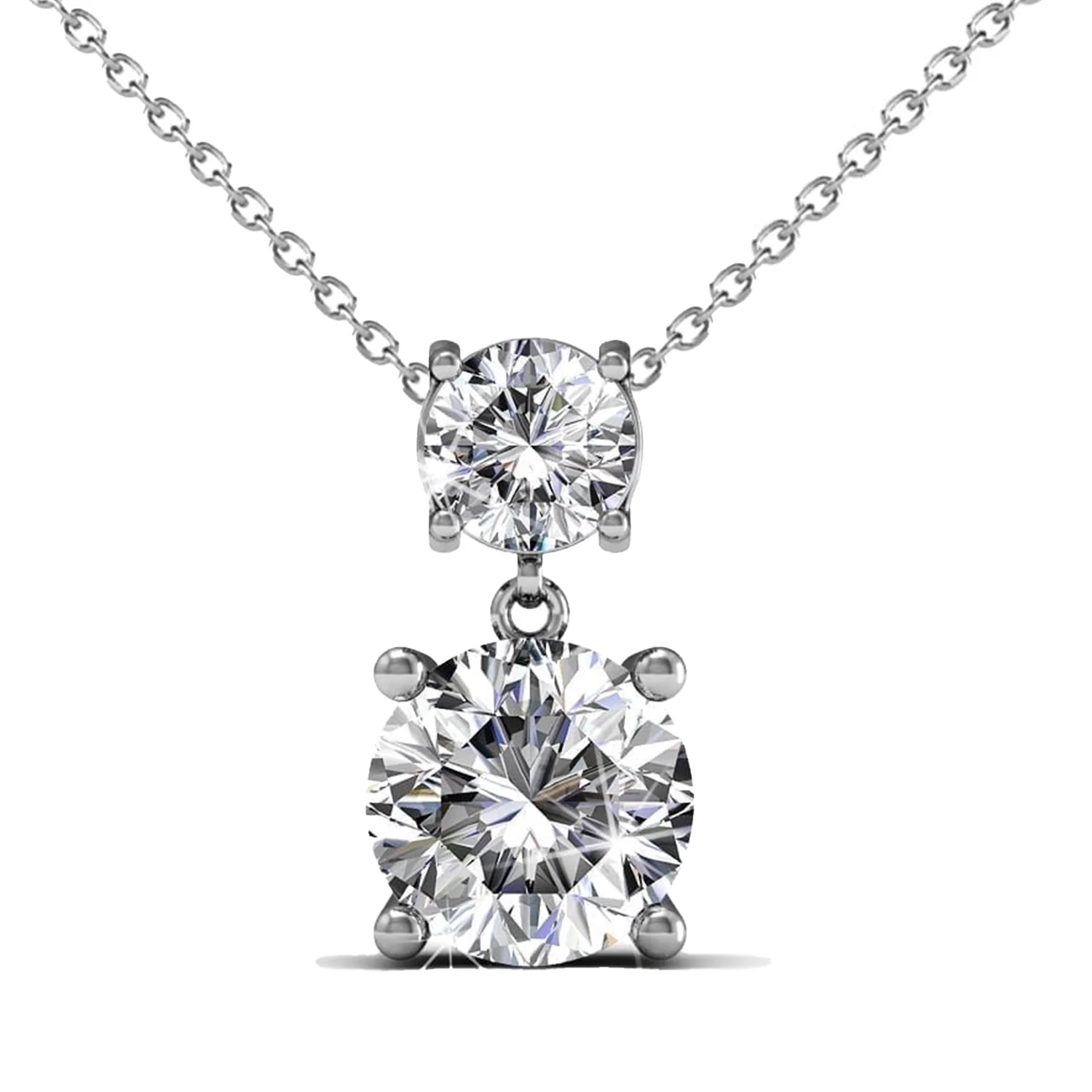 Jasmine 18k White Gold Plated Necklace and Earrings Jewelry Set with Swarovski Crystals - Image 6