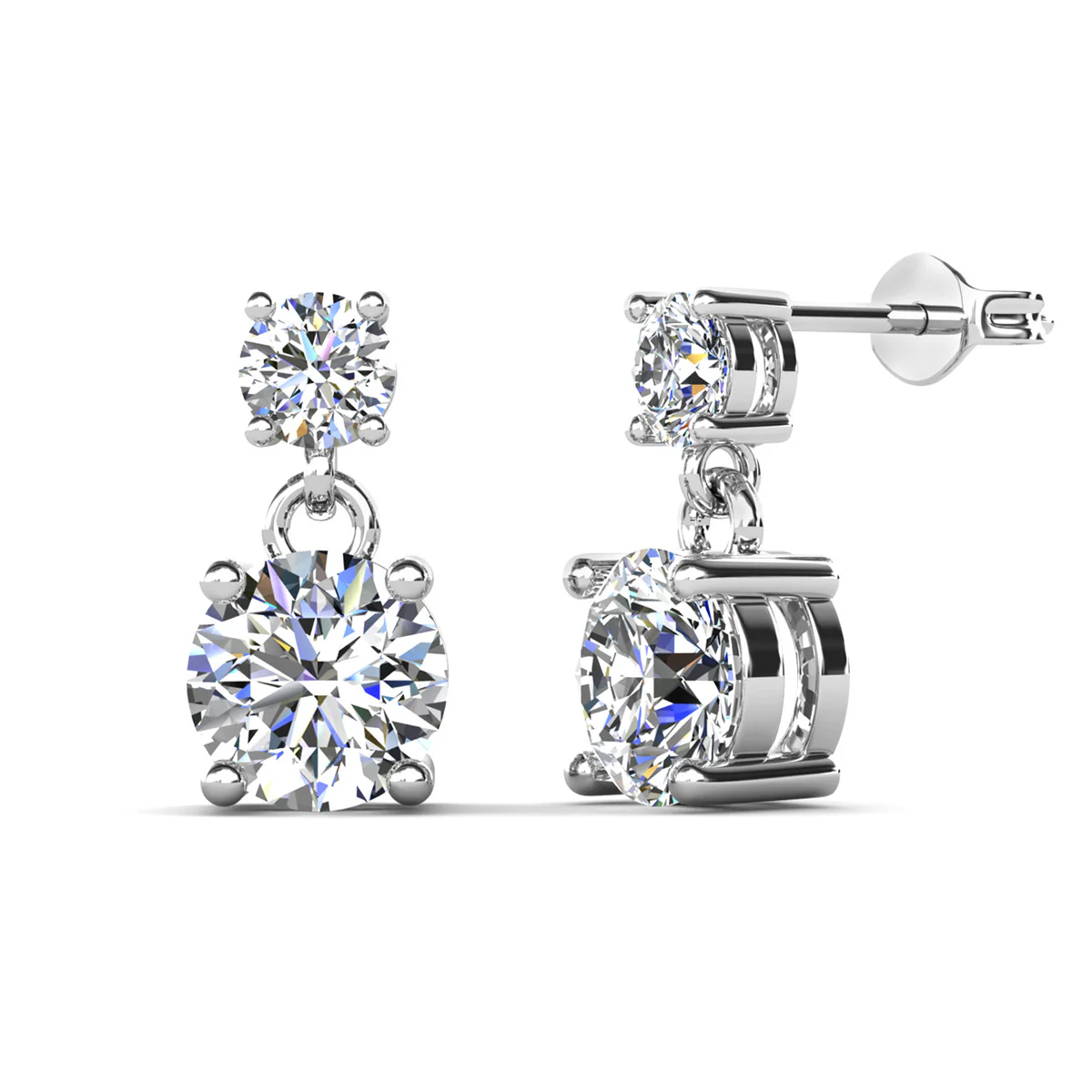 Jasmine 18k White Gold Plated Necklace and Earrings Jewelry Set with Swarovski Crystals - Image 7