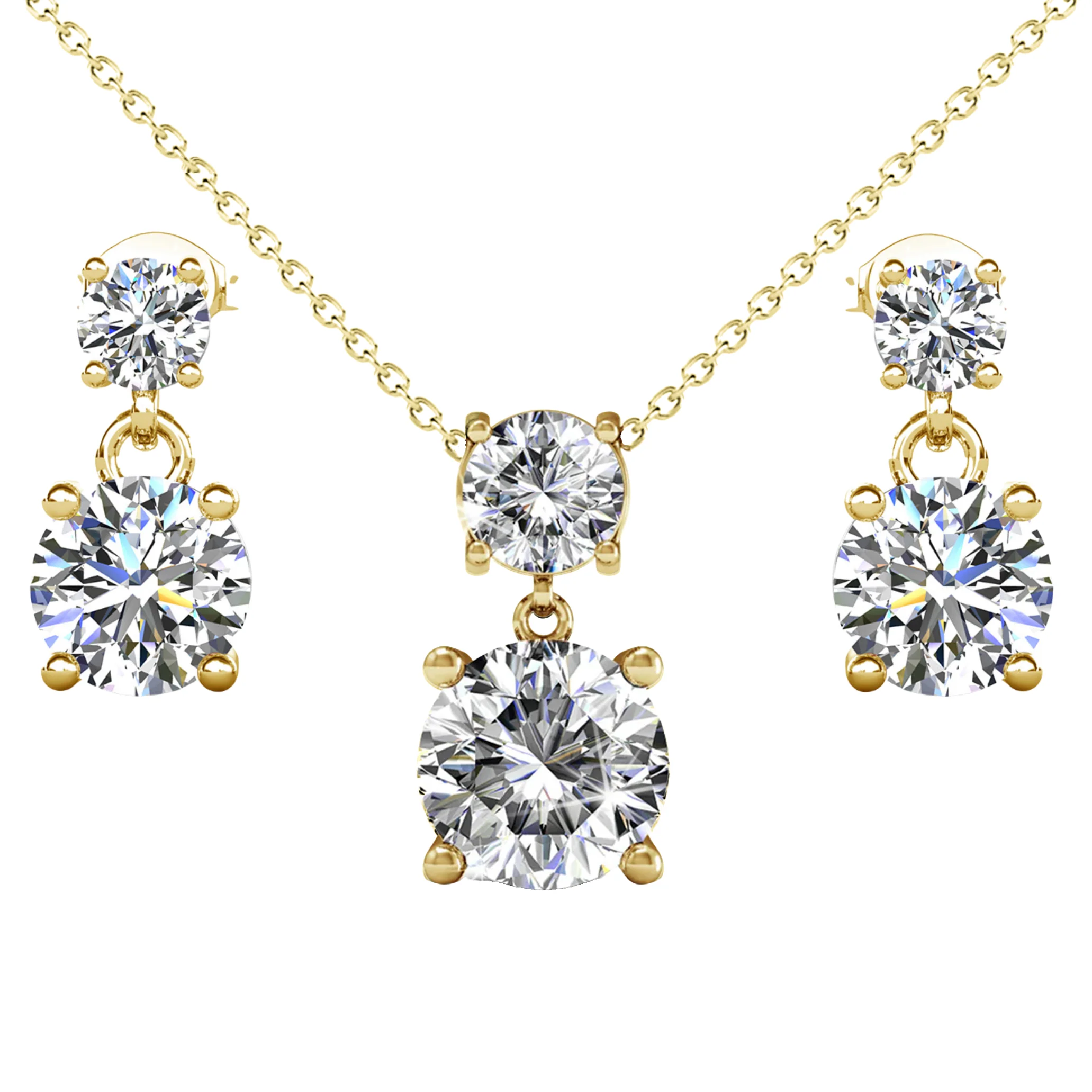 Jasmine 18k White Gold Plated Necklace and Earrings Jewelry Set with Swarovski Crystals - Image 8