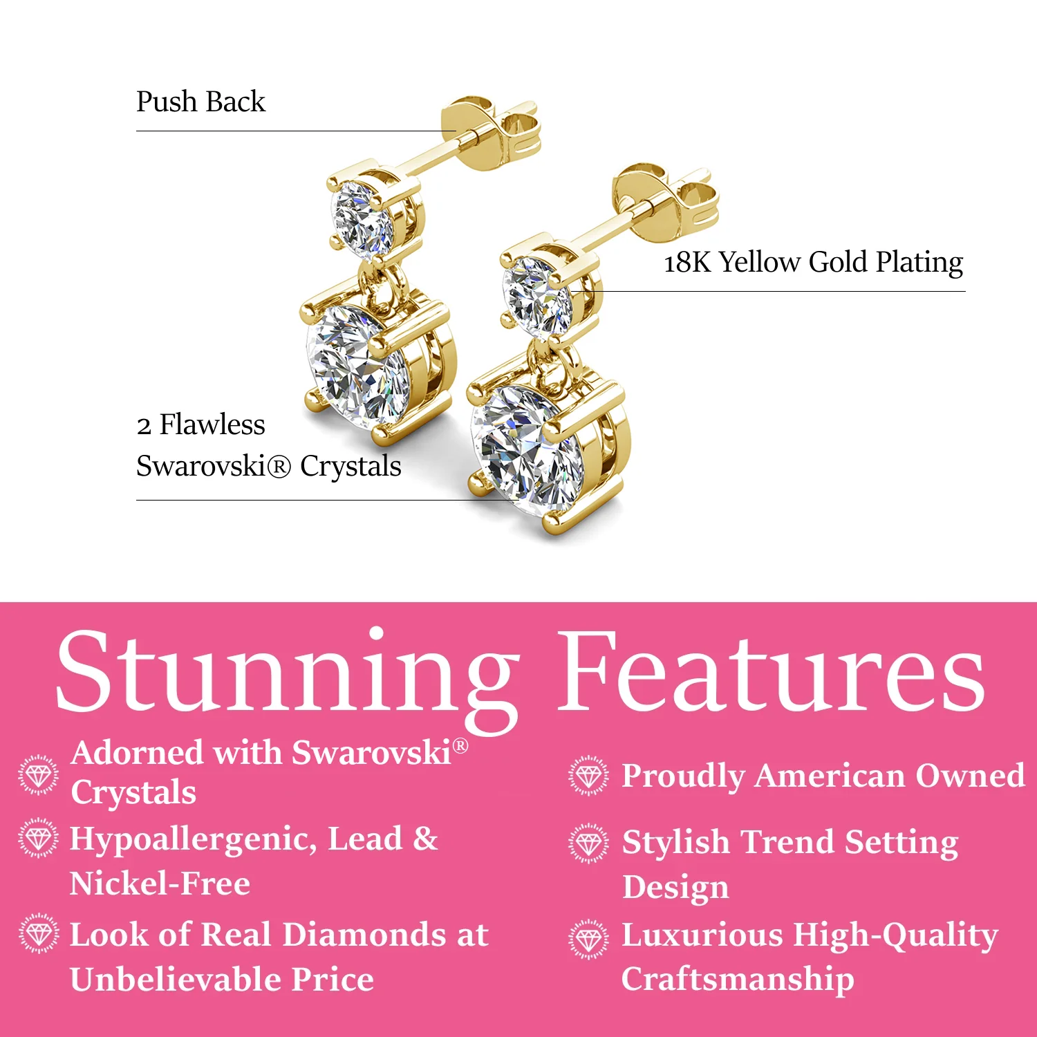 Jasmine 18k White Gold Plated Drop Earrings with Swarovski Crystals - Image 11