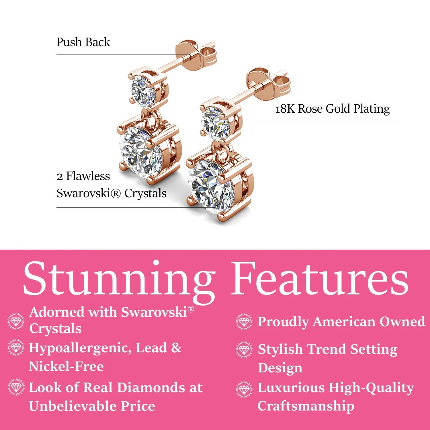 Jasmine 18k White Gold Plated Drop Earrings with Swarovski Crystals - Image 15
