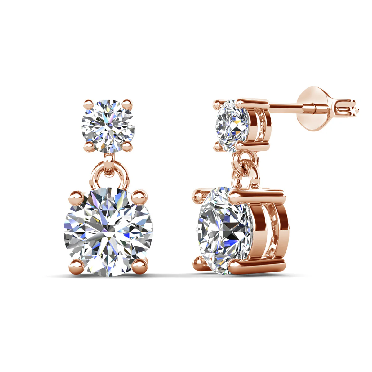 Jasmine 18k White Gold Plated Drop Earrings with Swarovski Crystals - Image 16