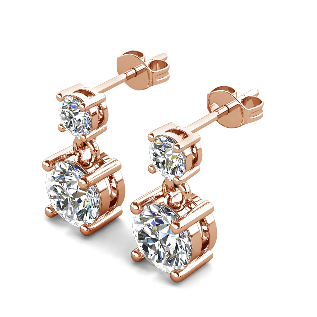 Jasmine 18k White Gold Plated Drop Earrings with Swarovski Crystals - Image 18